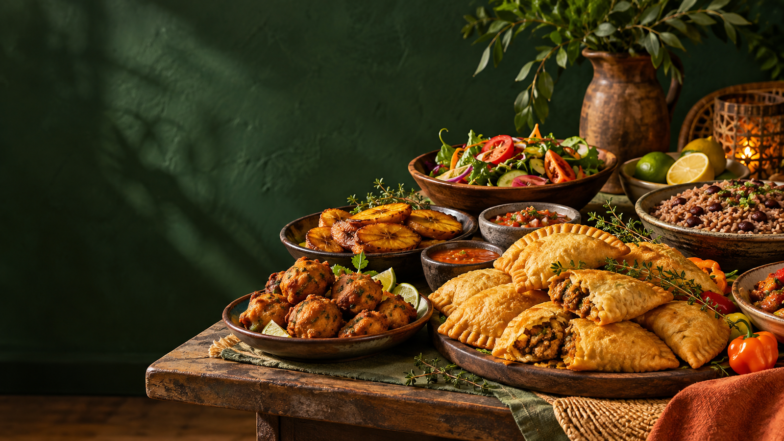 Table généreuse de cuisine antillaise et méditerranéenne